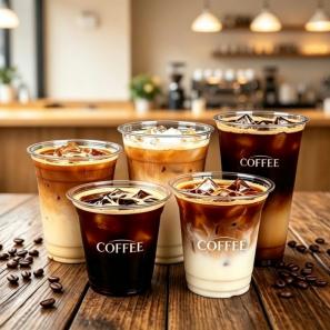 Custom Logo Clear PET Cold Cups Bulk Disposable Drinking Cups with Straw Slots for Boba Shop Iced Cups