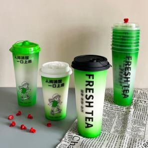 Custom IML logo Available Disposable 90mm Rim Diameter Injection Plastic Boba Cups for Brew Tea Bar House