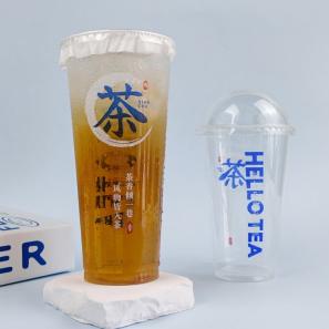 Takeaway 12oz 16oz 24oz Milk Tea Cups with Flat Lids 90mm Plastic Bubble Tea Cups Disposable Clear Boba Tea Cup